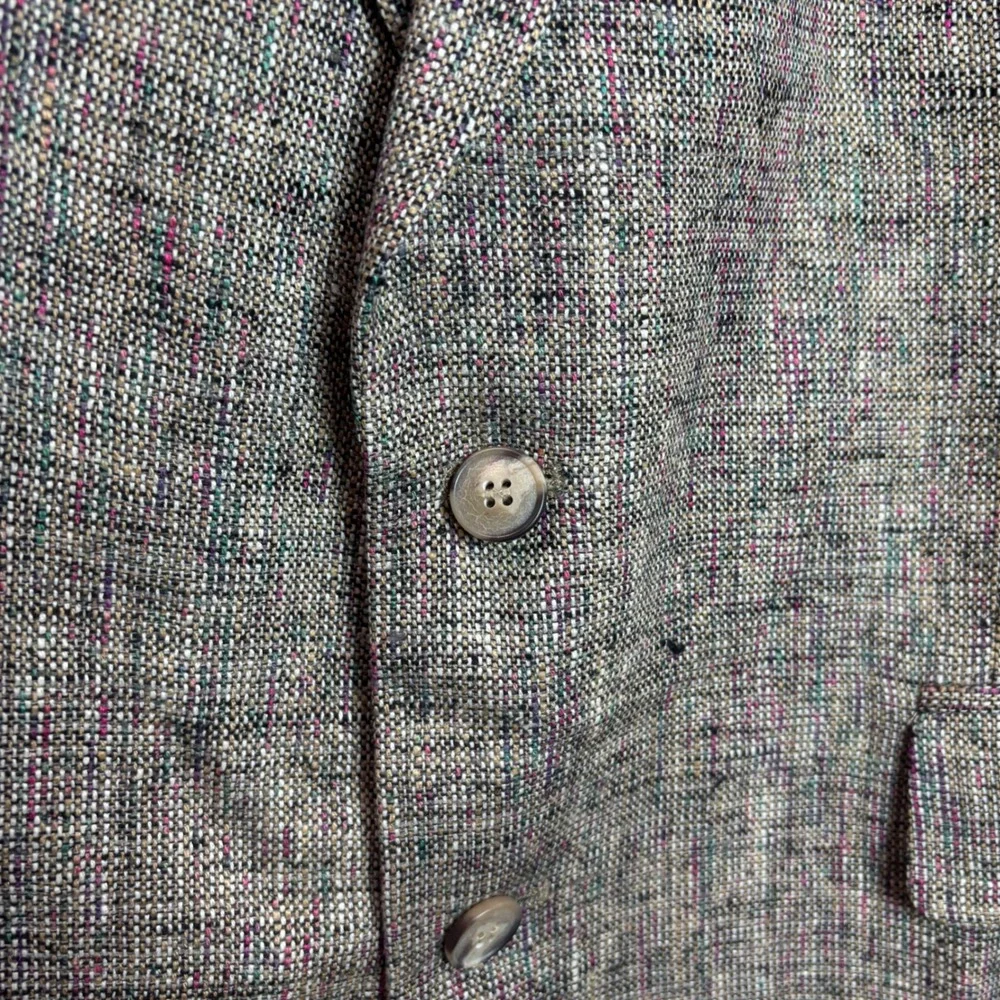 John Weitz Sport Coat Mens 44R Grey Multi 100% Silk Tweed Confetti Blazer Jacket
